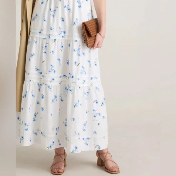 Quince Poplin Tiered Maxi Dress Romantic Stems Organic Cotton Sz S NWT B43 - Picture 8 of 15